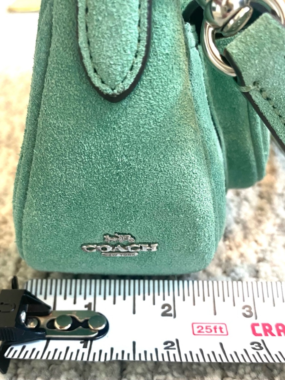 Coach Suede Soho Mini Shoulder Bag Baguette Leather Trim + Crossbody CDB12 Style - Picture 15 of 16